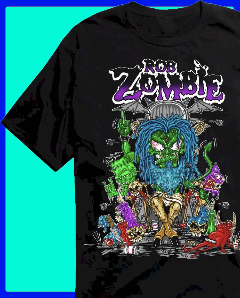 Rob Zombie Cartoon Throne Mens Vintage